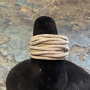 Textured Solid Sterling Silver Wide Band Women's Ring, size 7